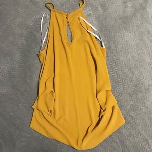 Yellow Halter Ruffle Tank